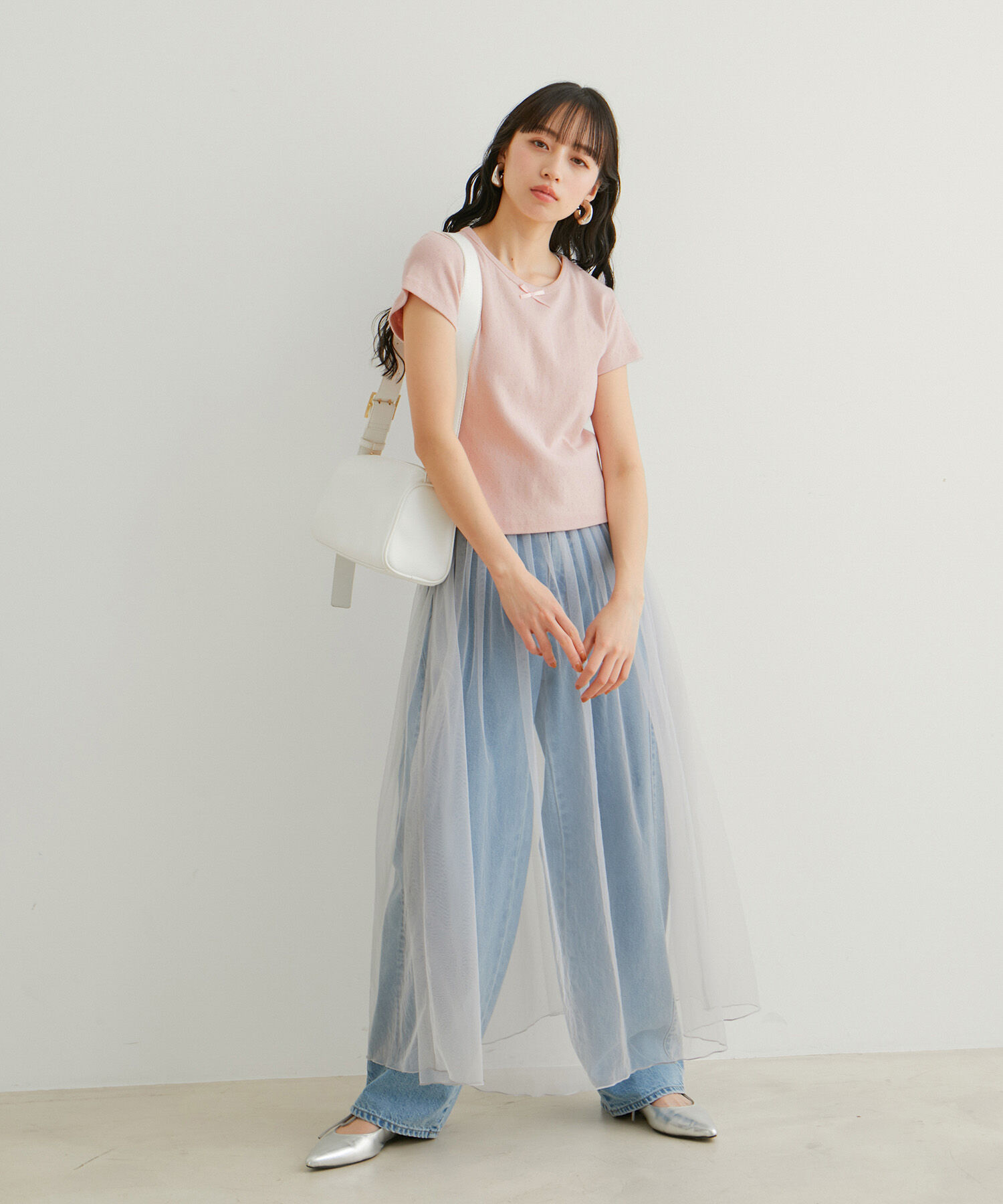VIS「【WEB/一部店舗限定】パターンメッシュミニＴシャツ」|Tシャツ・カットソー|