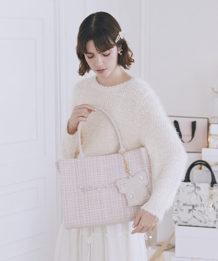 Maison de FLEUR「ビジューツイードスクエアトートバッグ」|ハンドバッグ|