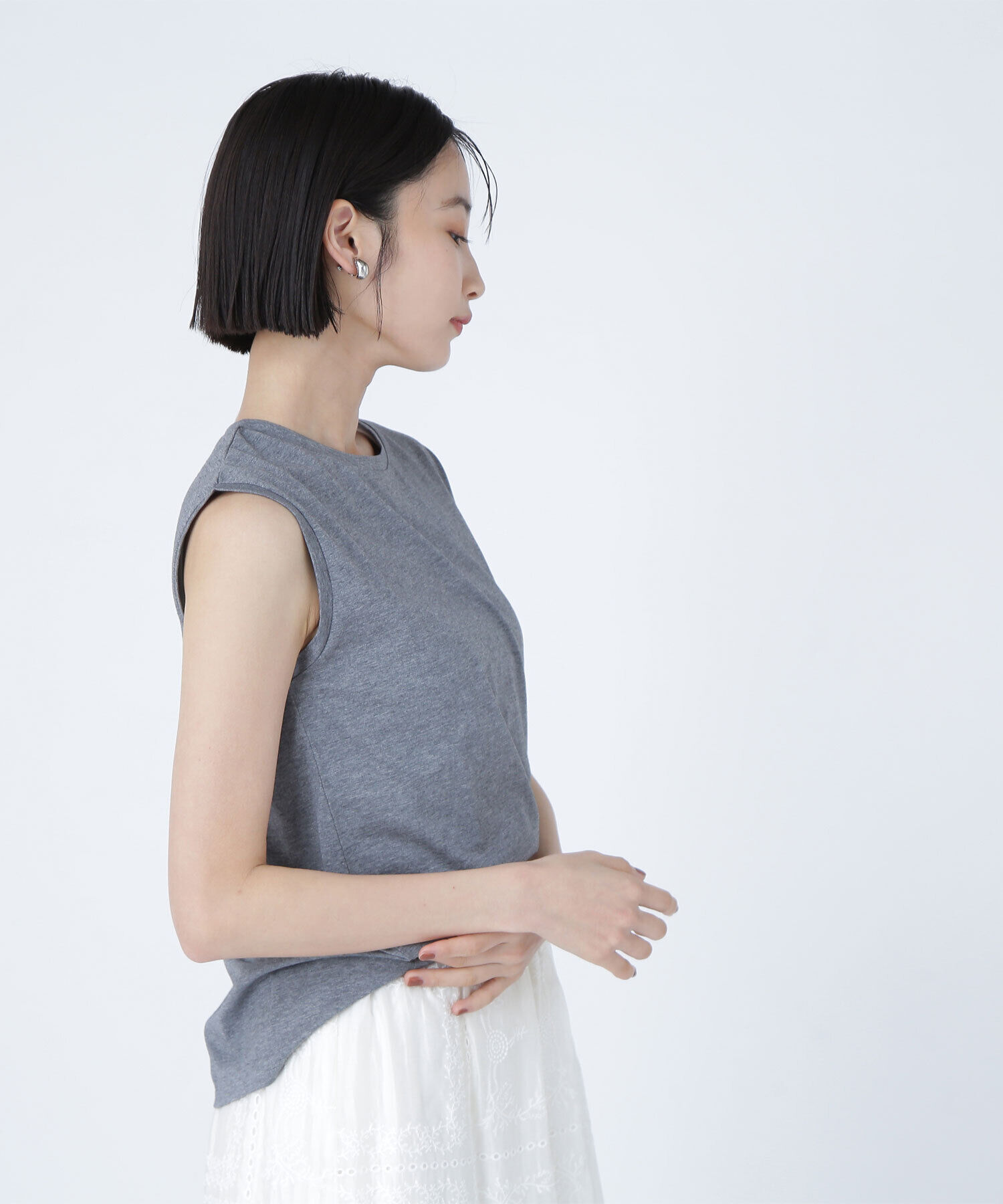  「メタルプレートノースリーブカットソー」|Tシャツ・カットソー|