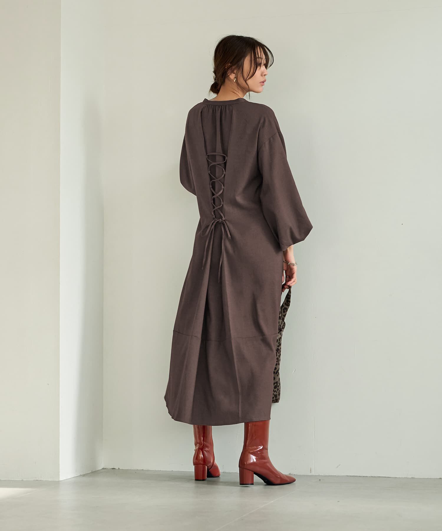 STYLE DELI「ボリューム袖バックレースアップワンピース」|ワンピース|