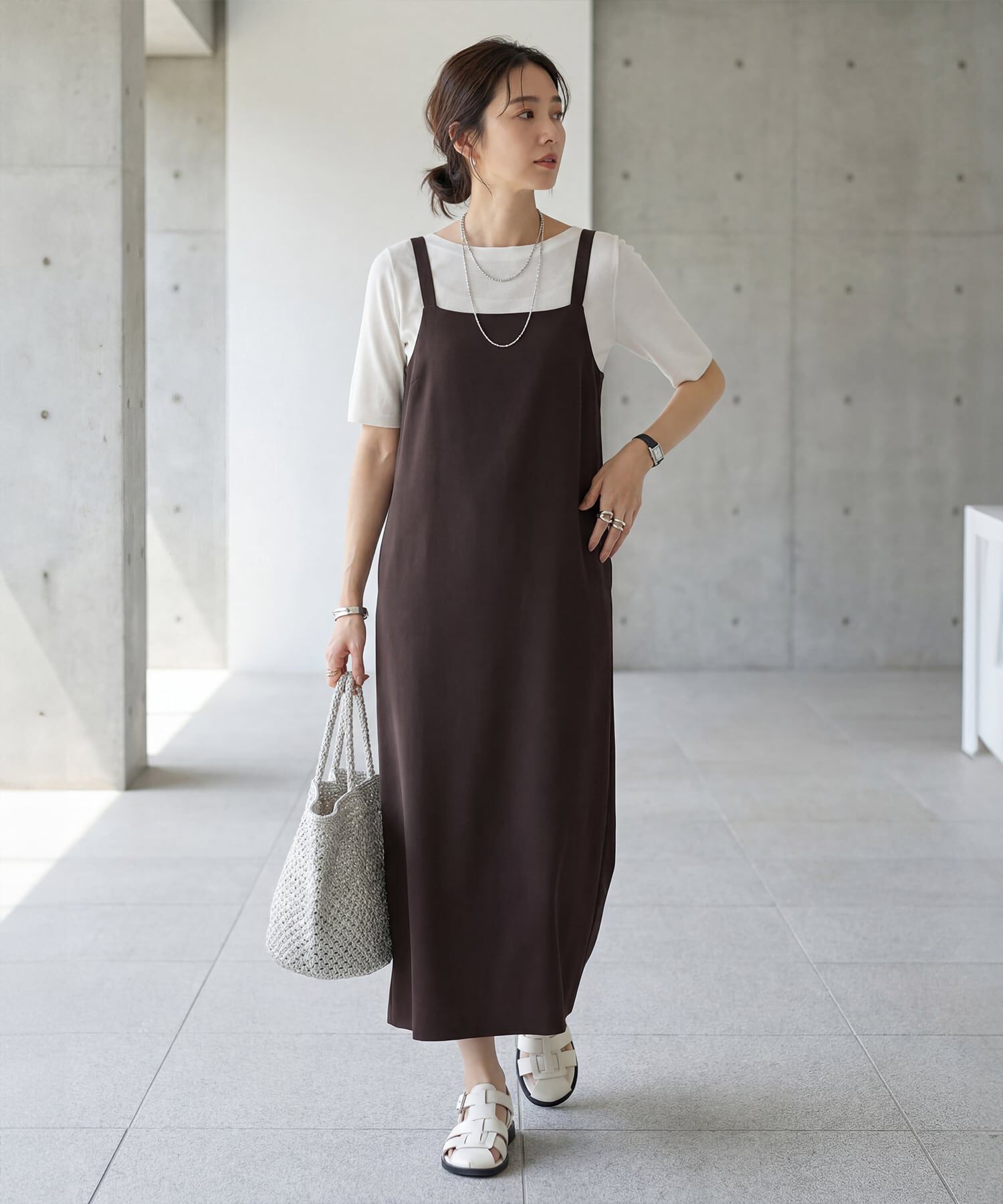 STYLE DELI「サラッとした５分袖ボートネックニットB」|ニット・セーター|
