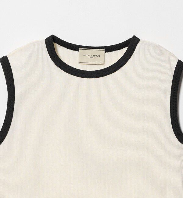 UNITED ARROWS「リブ バイカラーパイピング ノースリーブ Tシャツ」|タンクトップ|