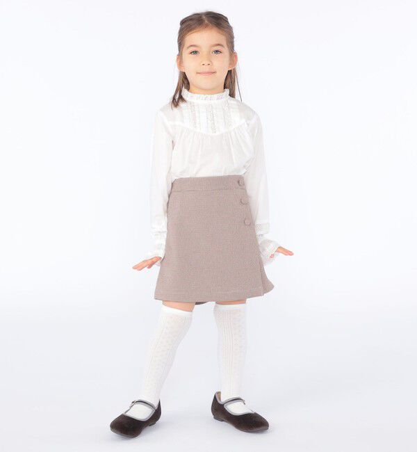 SHIPS KIDS「SHIPS KIDS:100～130cm / レース ピンタック 長袖 ブラウス」|シャツ・ブラウス|