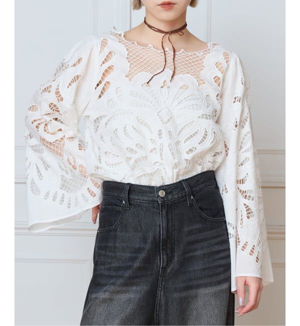 IENA LA BOUCLE「《予約》IENA LA BOUCLE カットワーク刺繍ブラウス」|シャツ・ブラウス|
