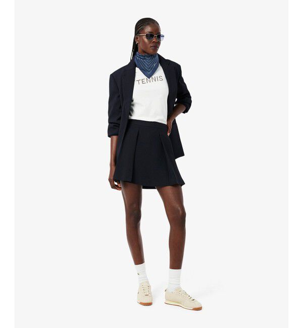 LACOSTE「ワニロゴラインスクエアサテンスカーフ」|バンダナ・スカーフ|