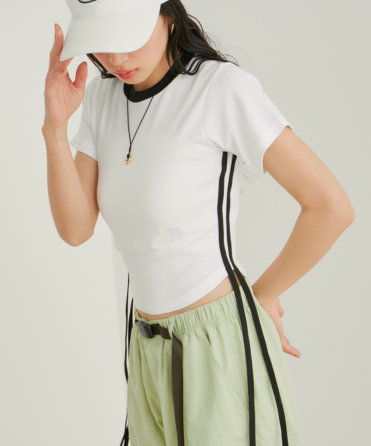 VIS「【WEB/一部店舗限定】サイドラインリボンプルオーバー」|Tシャツ・カットソー|ホワイト系(12)
