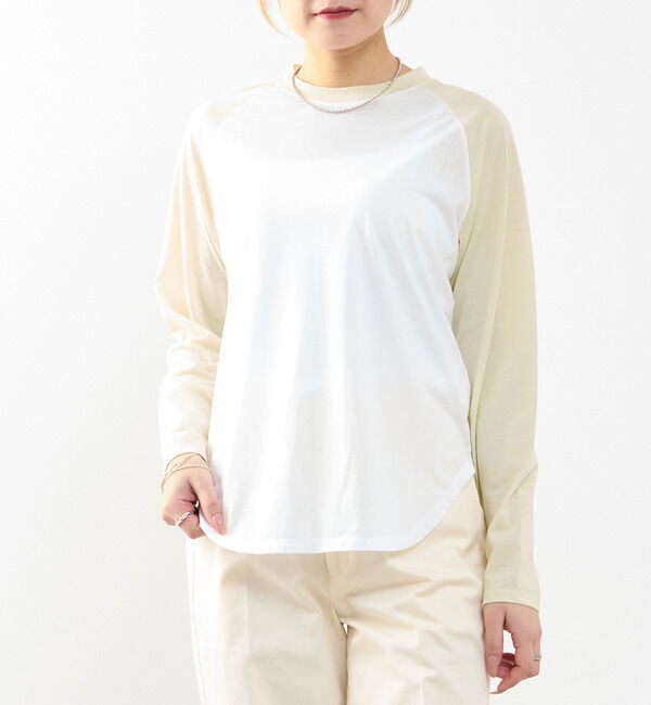 SOFFITTO「【A_/エース】カーブヘムベースボールTシャツ」|Tシャツ・カットソー|オフホワイト