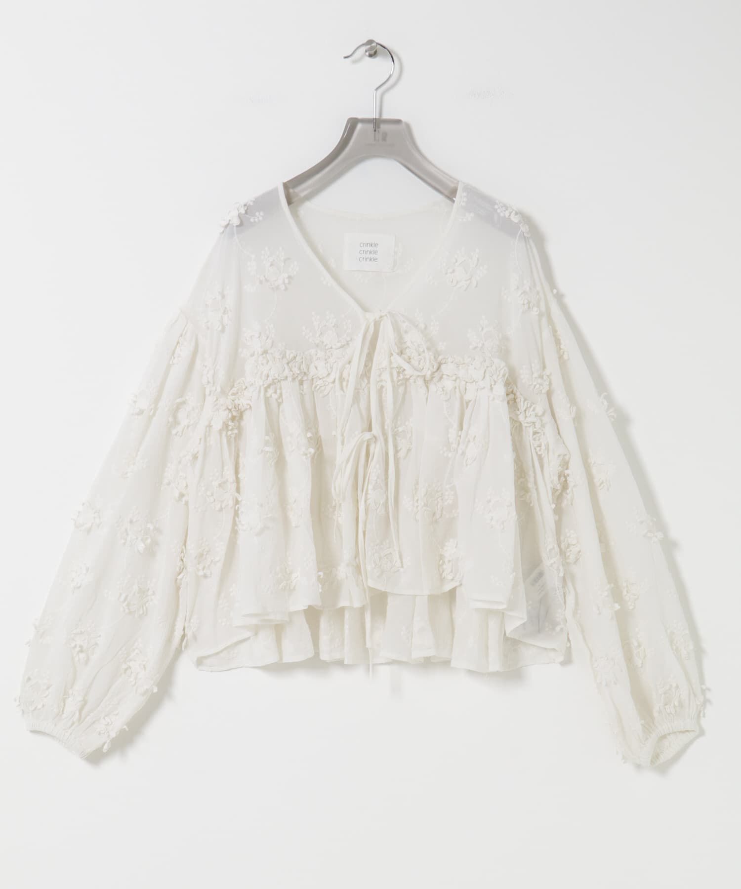 URBAN RESEARCH「crinkle crinkle crinkle　3D EMBROIDERY BOLERO」|シャツ・ブラウス|ホワイト