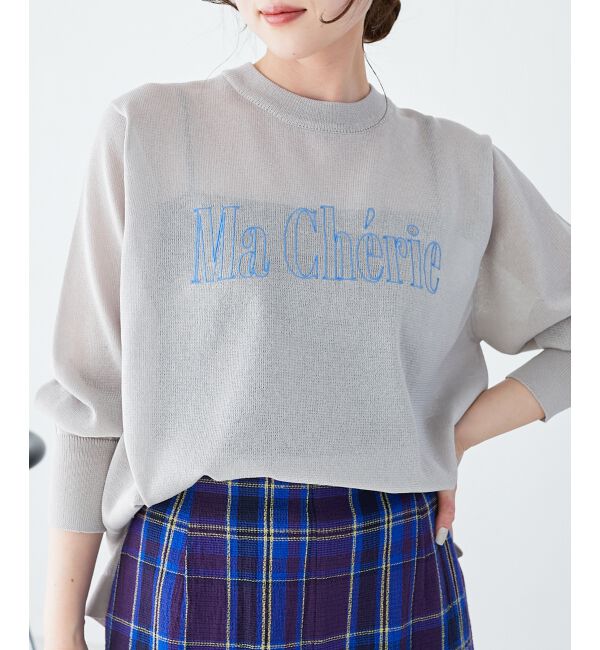 le.coeur blanc「シアー刺繍ロゴニットプルオーバー」|ニット・セーター|