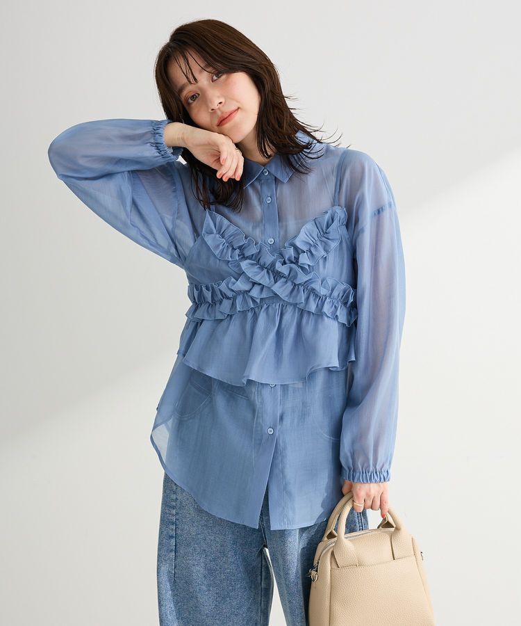 Green Parks「【WEB限定】SET2点フリルビスチェ+シャツチュニックⅡ」|シャツ・ブラウス|