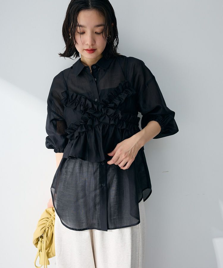 Green Parks「【WEB限定】SET2点フリルビスチェ+シャツチュニックⅡ」|シャツ・ブラウス|Black