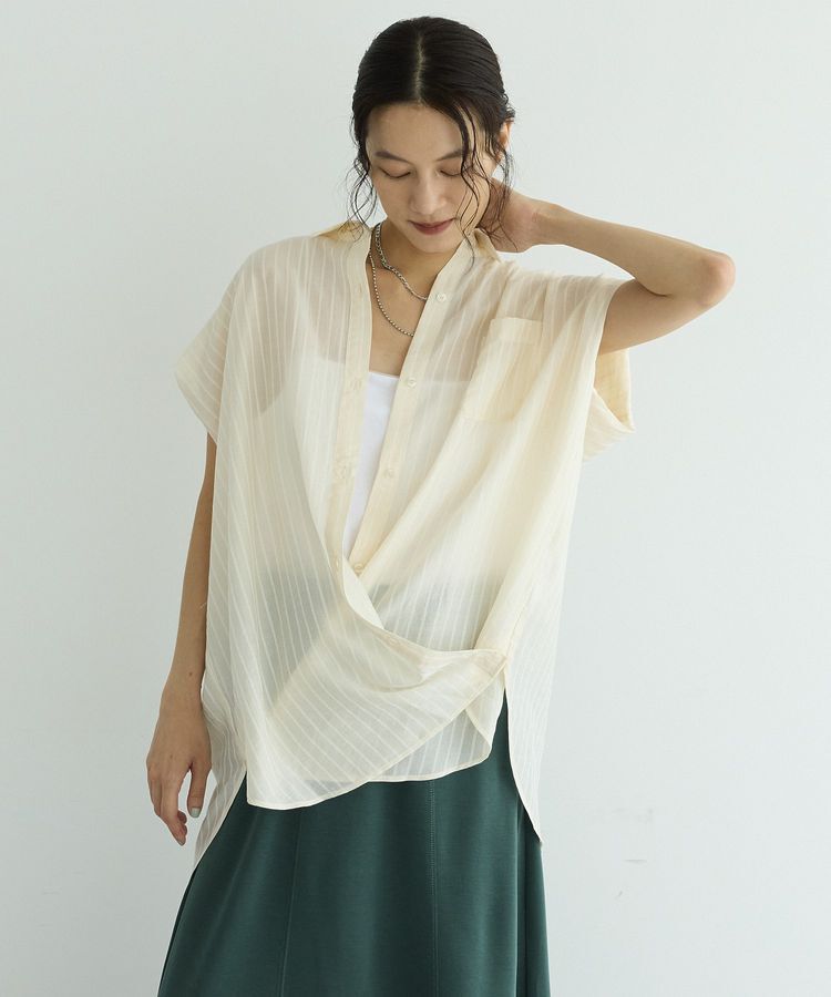 GARAGE OF GOOD CLOTHING「シアーストライプマルチWAYシャツ」|シャツ・ブラウス|Light beige