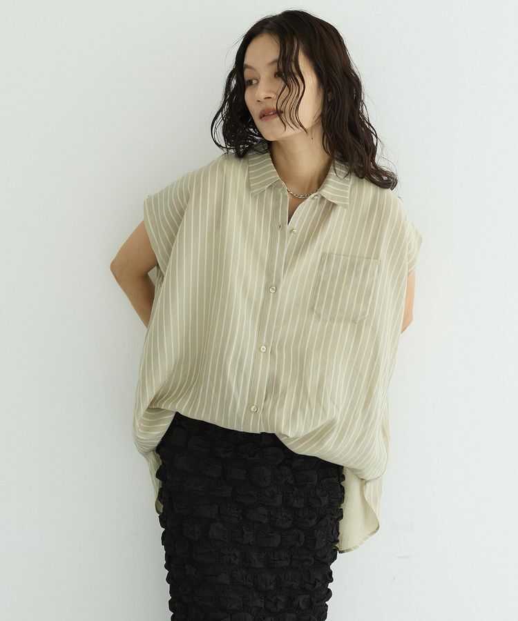 GARAGE OF GOOD CLOTHING「シアーストライプマルチWAYシャツ」|シャツ・ブラウス|Khaki