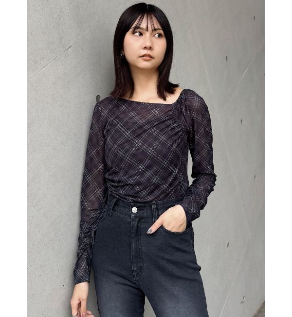 MURUA「チェックシアートップス」|Tシャツ・カットソー|