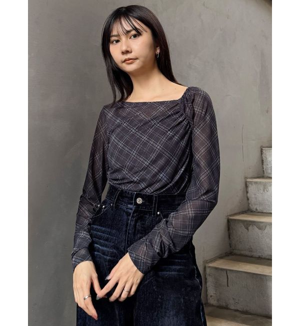 MURUA「チェックシアートップス」|Tシャツ・カットソー|