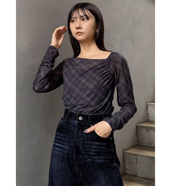 MURUA「チェックシアートップス」|Tシャツ・カットソー|