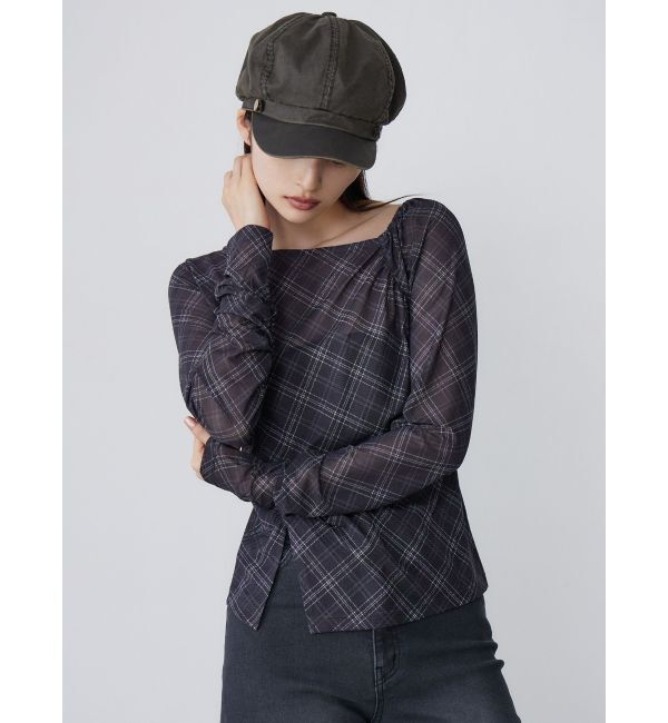 MURUA「チェックシアートップス」|Tシャツ・カットソー|