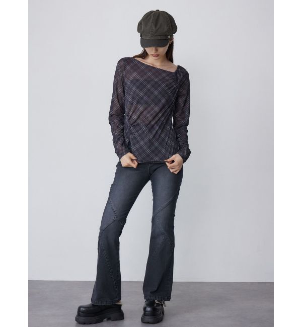 MURUA「チェックシアートップス」|Tシャツ・カットソー|