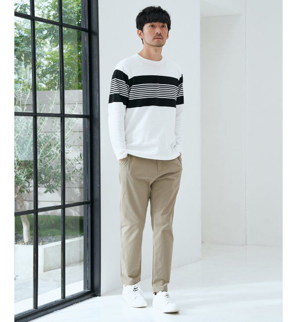 ikka「【雑誌MonoMax4月号掲載】リップルパネルボーダーロンＴ」|Tシャツ・カットソー|