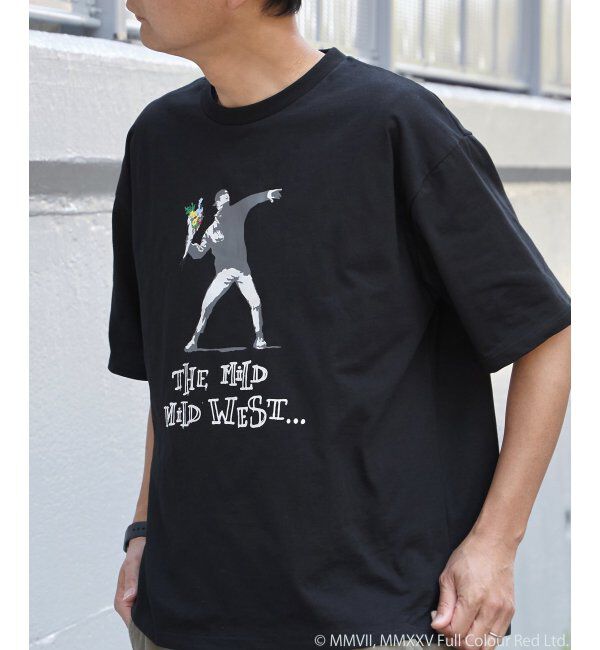 VENCE share style「【接触冷感】Banksy バンクシー  Love is in the Air プリントT」|Tシャツ・カットソー|ブラック