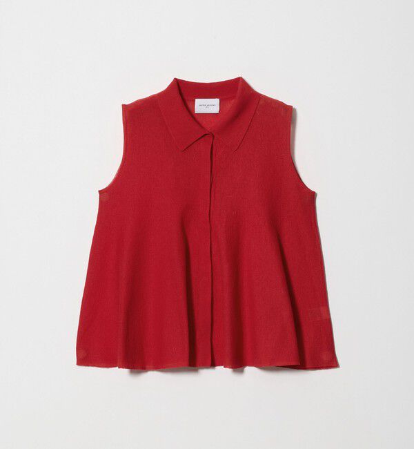 UNITED ARROWS「ペプラム フレア ノースリーブ ニット ‐ウォッシャブル‐」|ニット・セーター|RED