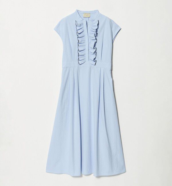 UNITED ARROWS「メロー フリル スキッパー ワンピース ‐防シワ 吸水速乾 UVカット 遮熱性 接触冷感‐」|ワンピース|LT.BLUE