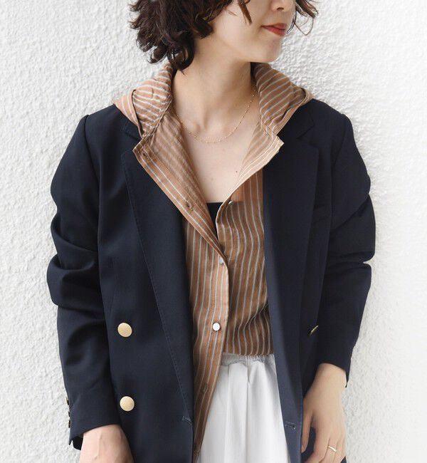 SHIPS for women「《予約》【WEB限定】〈手洗い可能〉シアー ストライプ フード 羽織り シャツ」|シャツ・ブラウス|