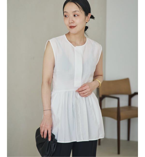 Plage「PROTAGONISTA / プロタゴニスタ 別注 SIDE RBN WASHABLE SATIN ブラウス」|シャツ・ブラウス|ホワイト