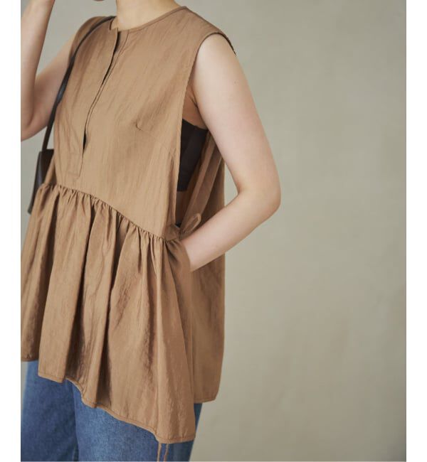 Plage「PROTAGONISTA / プロタゴニスタ 別注 SIDE RBN WASHABLE SATIN ブラウス」|シャツ・ブラウス|ブラウン