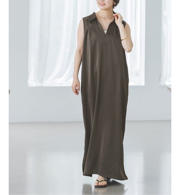 NOBLE「《予約》バックジョーゼットサテンスキッパーワンピース」|ワンピース|