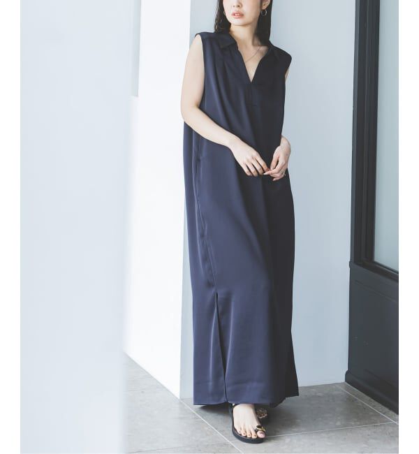 NOBLE「《予約》バックジョーゼットサテンスキッパーワンピース」|ワンピース|