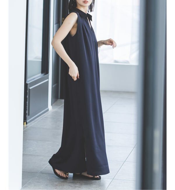 NOBLE「《予約》バックジョーゼットサテンスキッパーワンピース」|ワンピース|