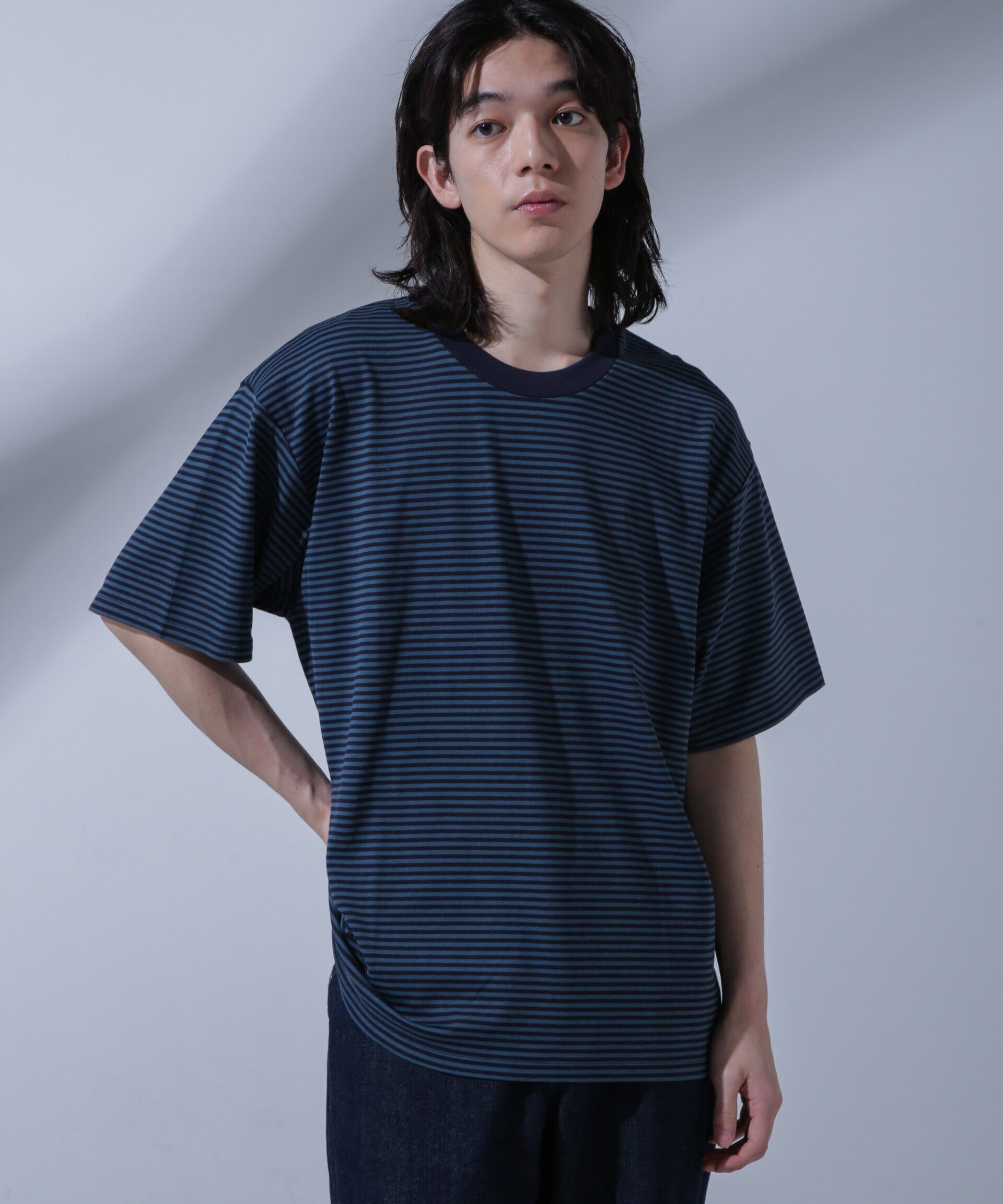 nano･universe「Anti Soaked(R)  汗染み防止 ボーダークルーネックTシャツ」|Tシャツ・カットソー|