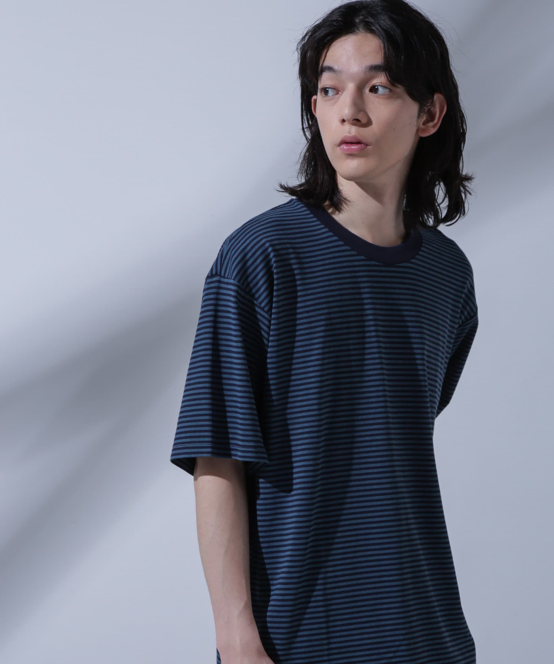 nano･universe「Anti Soaked(R)  汗染み防止 ボーダークルーネックTシャツ」|Tシャツ・カットソー|