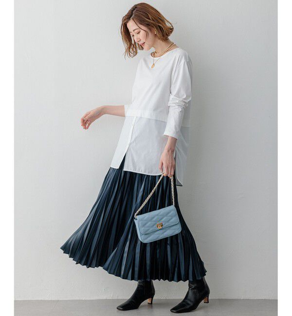 23区「【洗える】レザーライクプリーツ スカート」|スカート|