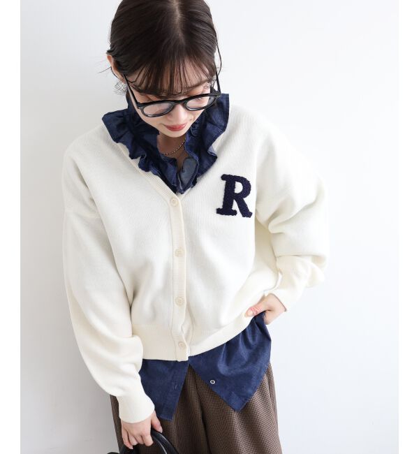  「★再入荷《手洗い可能》サガラ刺繍Vカーディガン」|カーディガン|