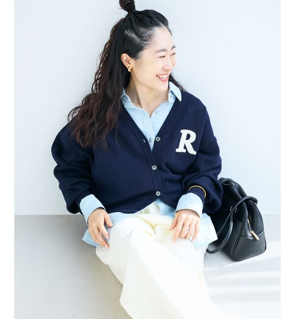  「★再入荷《手洗い可能》サガラ刺繍Vカーディガン」|カーディガン|
