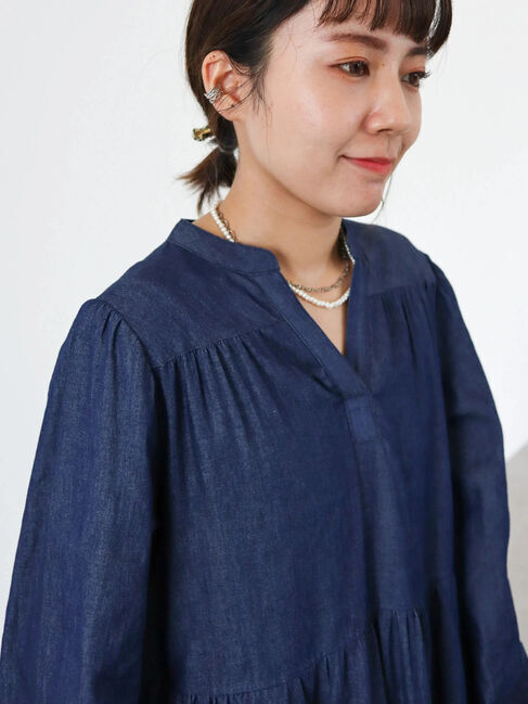  「【WEB限定・小柄女性向け】ティアードデニムロングワンピース」|ワンピース|
