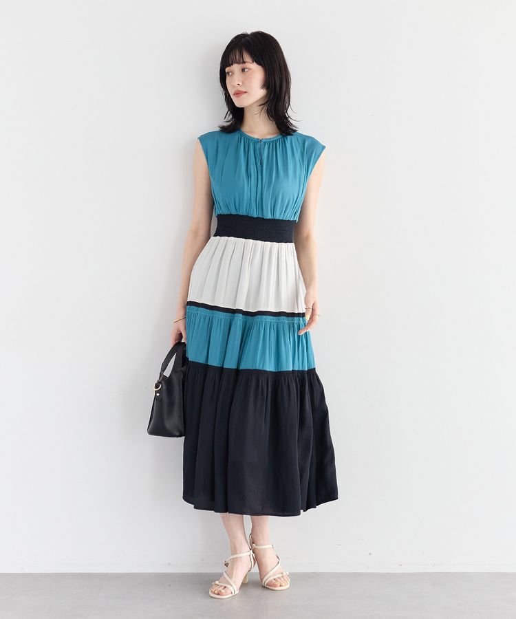 YECCA VECCA「マルチカラーシャーリングワンピース」|ワンピース|Blue Green