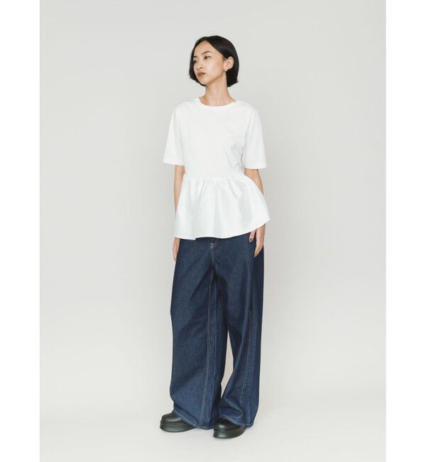 MIDIUMISOLID「MIDIUMISOLID for Ladies ウーブン スイッチング 2way ペプラム」|Tシャツ・カットソー|