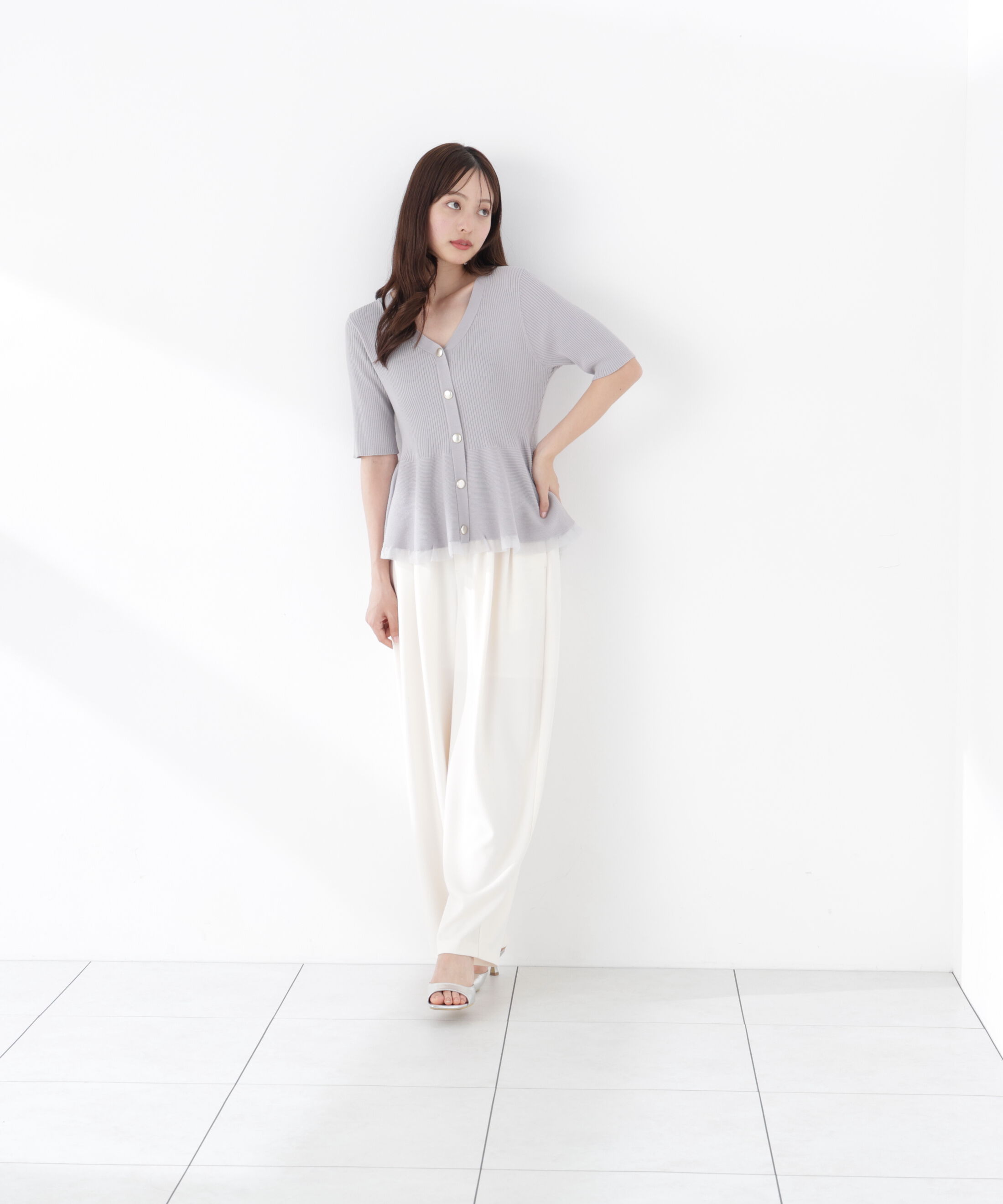 PROPORTION BODY DRESSING「部分シアーペプラムニット」|ニット・セーター|