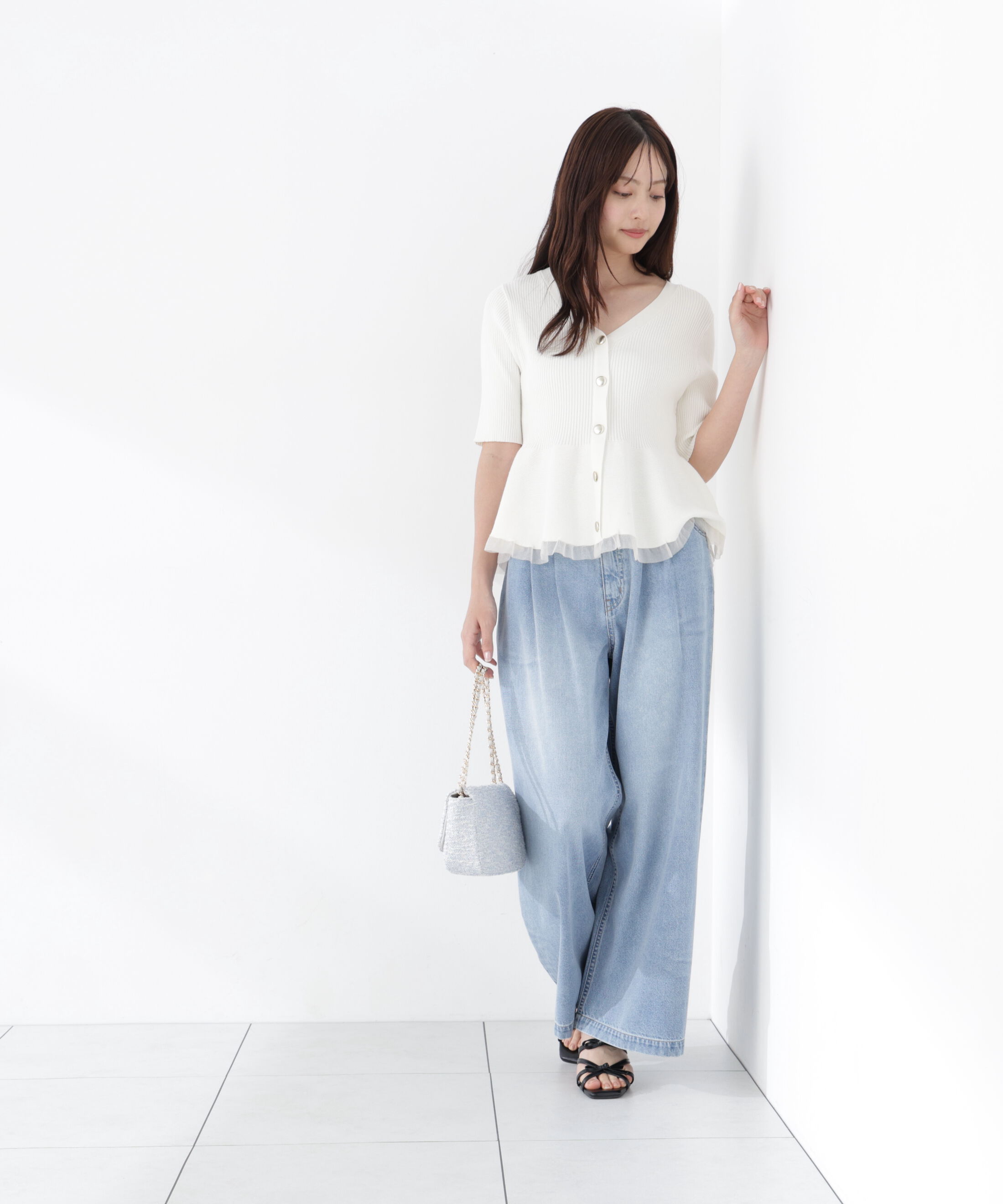 PROPORTION BODY DRESSING「部分シアーペプラムニット」|ニット・セーター|