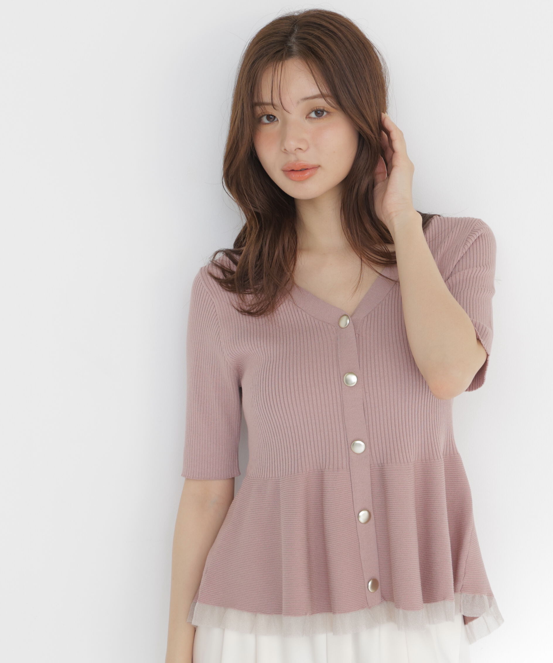 PROPORTION BODY DRESSING「部分シアーペプラムニット」|ニット・セーター|