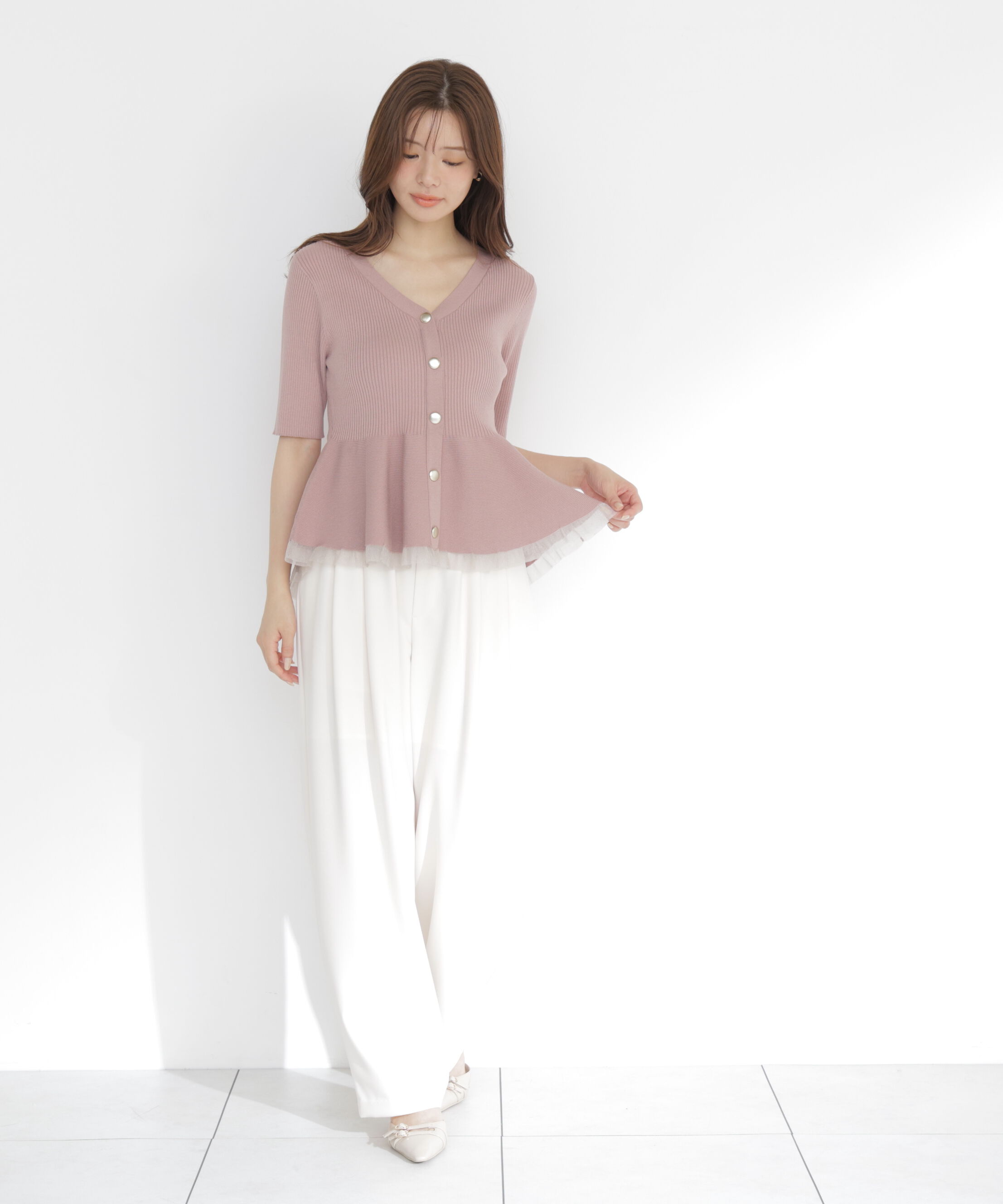 PROPORTION BODY DRESSING「部分シアーペプラムニット」|ニット・セーター|