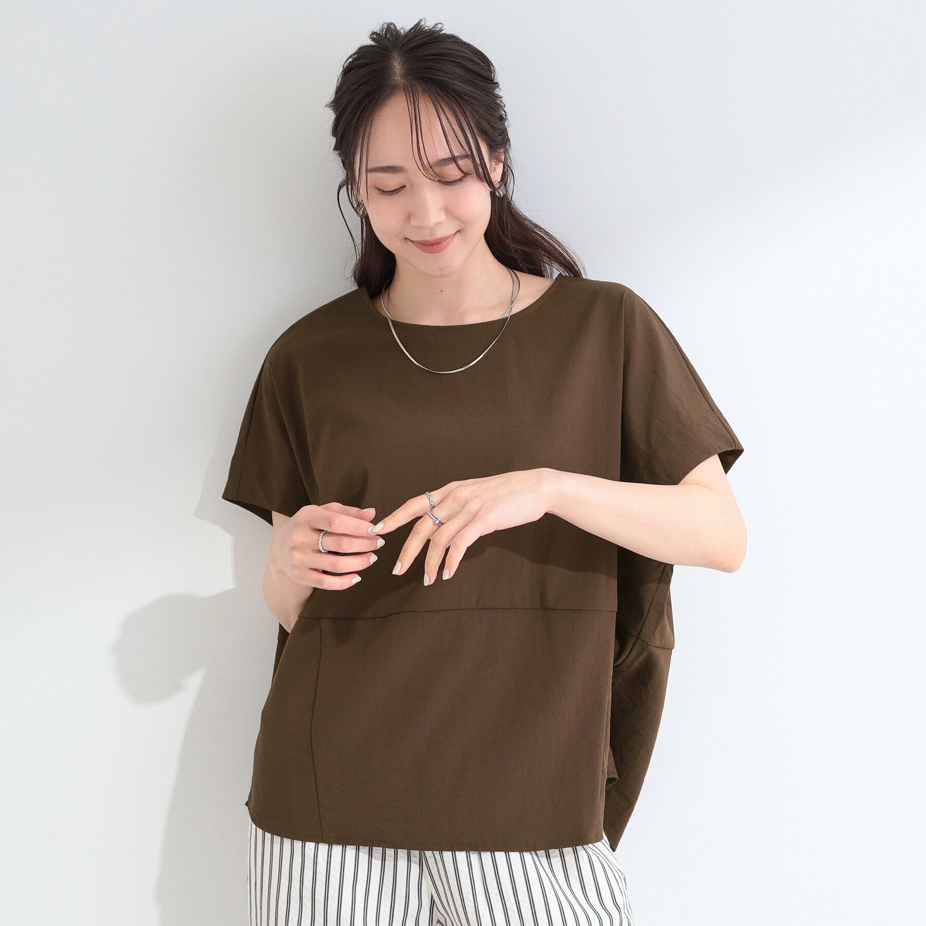 SHOO･LA･RUE「【洗濯機可/セットアップ可】軽凛(かろりん) ひんやり切替コクーントップス」|Tシャツ・カットソー|