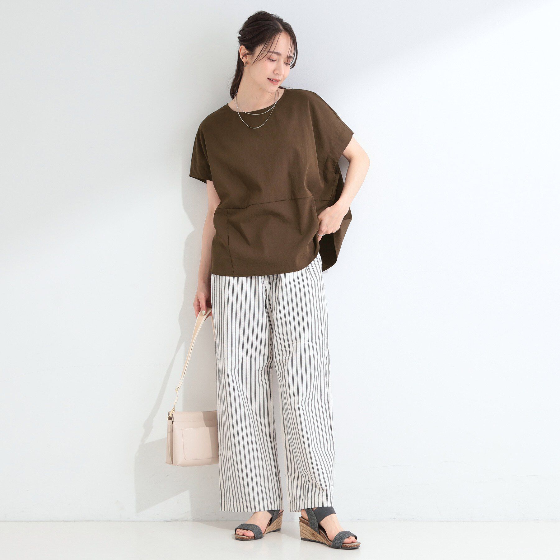 SHOO･LA･RUE「【洗濯機可/セットアップ可】軽凛(かろりん) ひんやり切替コクーントップス」|Tシャツ・カットソー|