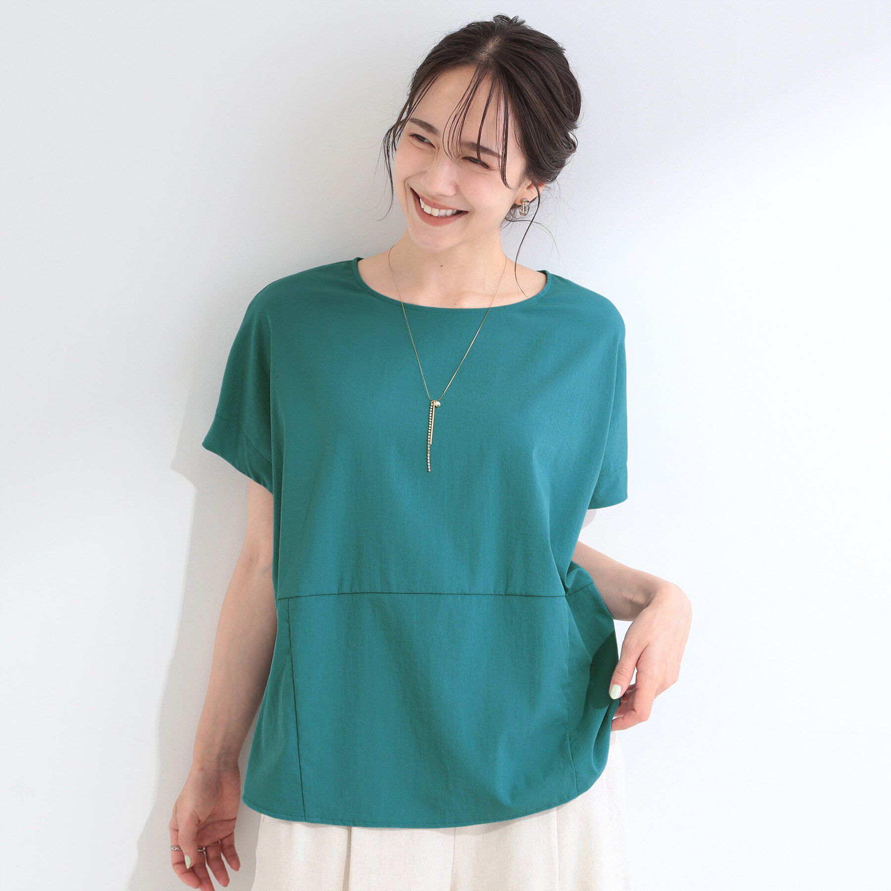 SHOO･LA･RUE「【洗濯機可/セットアップ可】軽凛(かろりん) ひんやり切替コクーントップス」|Tシャツ・カットソー|
