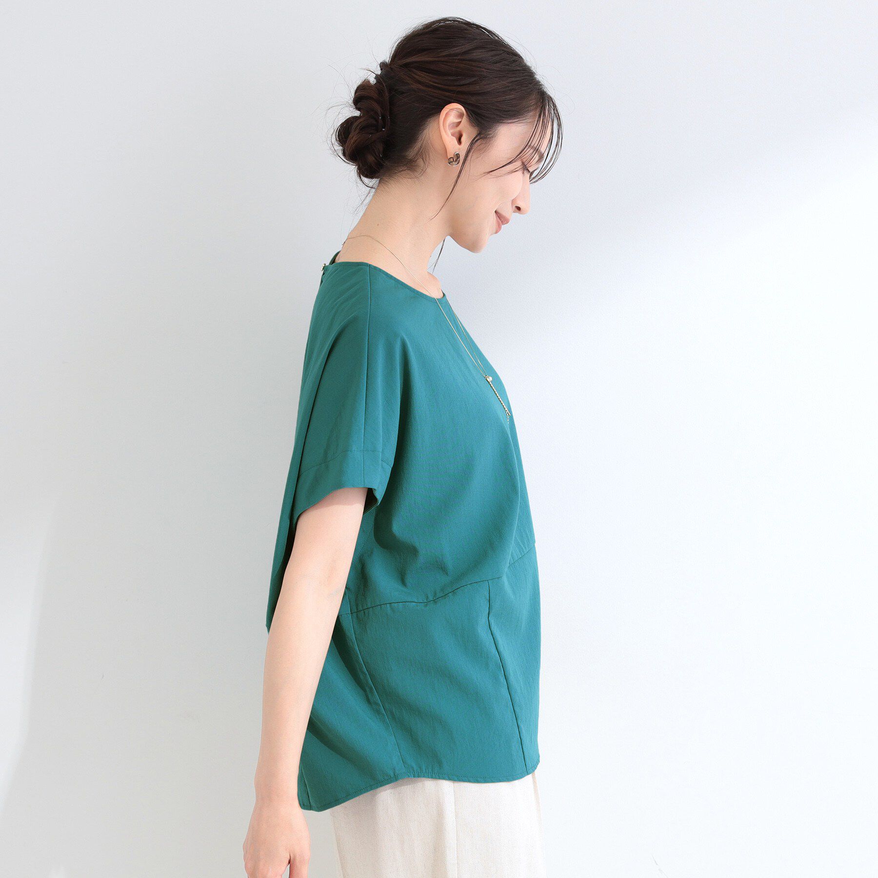 SHOO･LA･RUE「【洗濯機可/セットアップ可】軽凛(かろりん) ひんやり切替コクーントップス」|Tシャツ・カットソー|