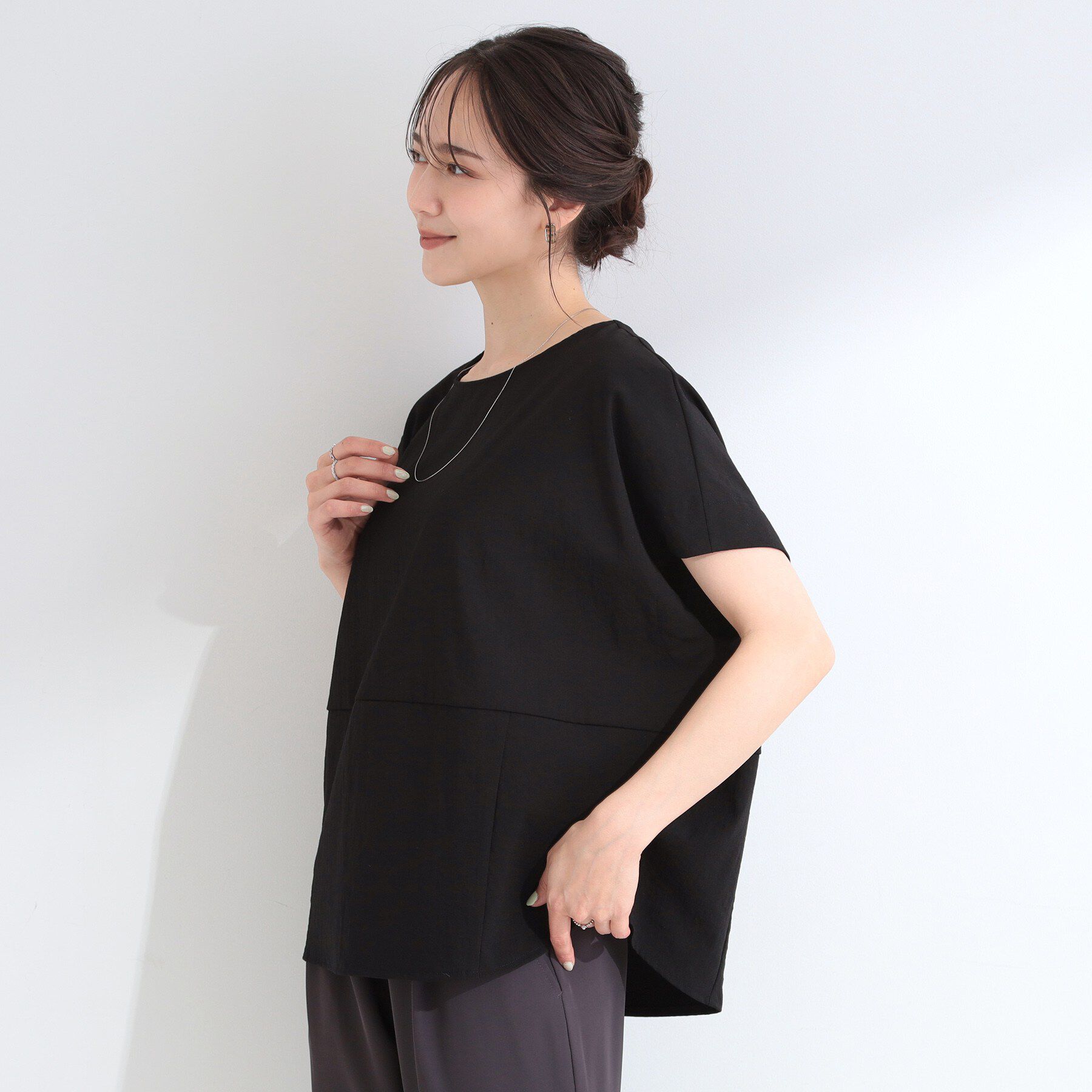 SHOO･LA･RUE「【洗濯機可/セットアップ可】軽凛(かろりん) ひんやり切替コクーントップス」|Tシャツ・カットソー|