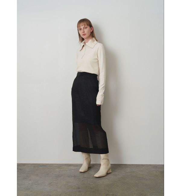 ELENDEEK「SHEER LAYERED METALLIC SK」|スカート|ブラック